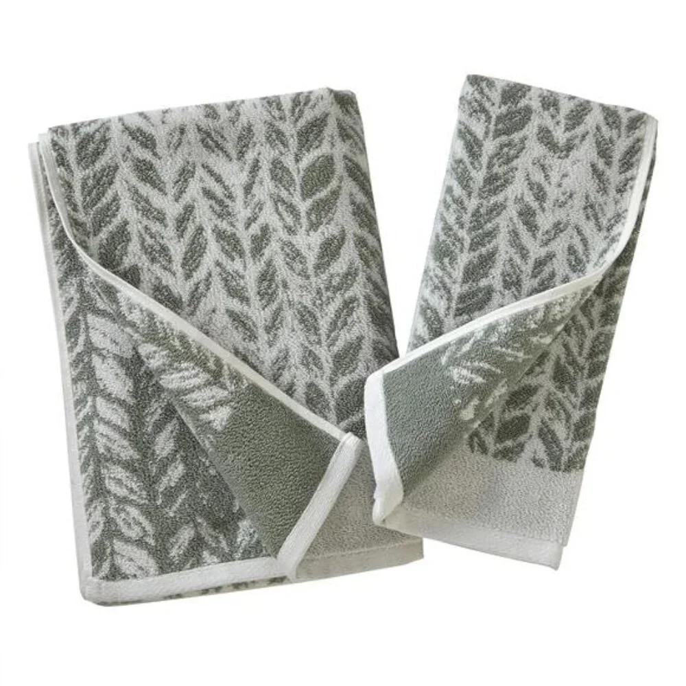 Turkish cotton bath towel sage 28x54 soft absorbent distressed leaf bathroom tow